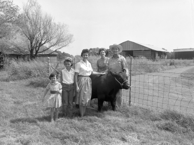 The 1960 Farm Family of the Year contest was limited to families who had lived on an Oklahoma farm for at least the last five years with at least 60 percent of their income coming directly from farming or ranching. The 1960 award was presented to the Darold Butler family of Pauls Valley. The Butlers and their five daughters lived on a highly diversified farm in Garvin County, where they raised black and red Angus cattle, alfalfa, corn, cotton, broomcorn, maize, soybeans, wheat, oats, vetch and barley.