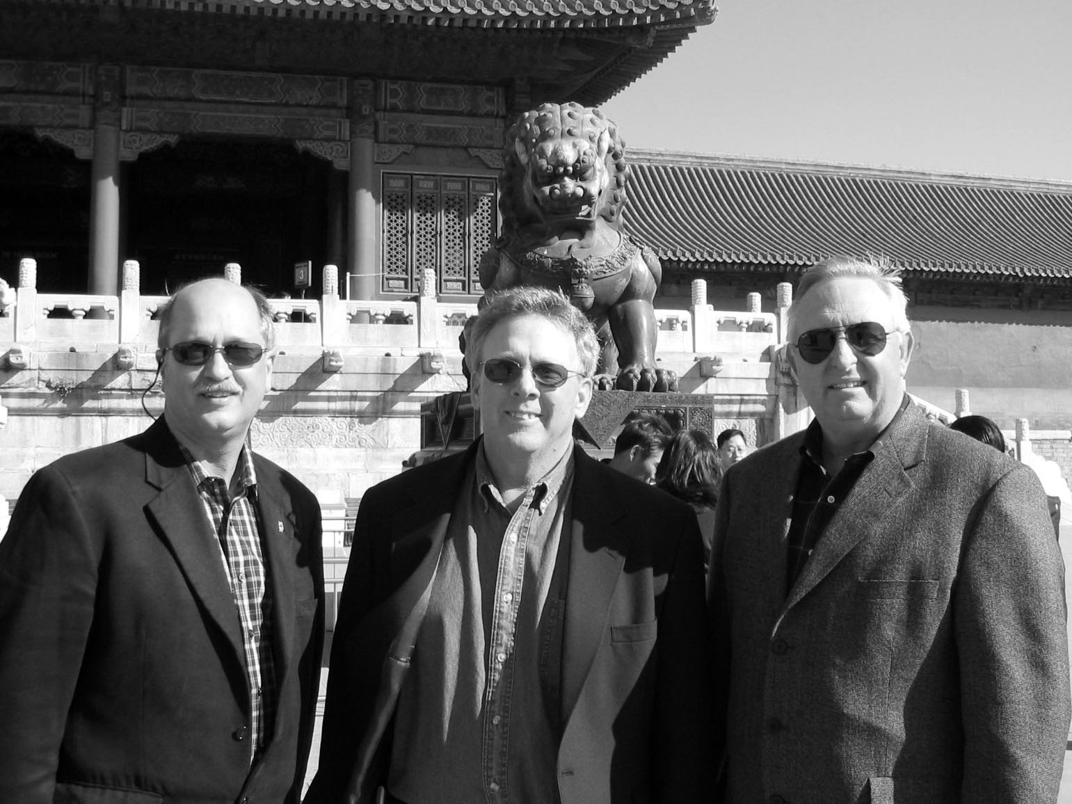 Oklahoma Farm Bureau President Steve Kouplen (right) joined an American Farm Bureau Federation delegation on an agricultural trade mission to China in March 2004 to promote Oklahoma agriculture products while experiencing other cultures. Joined by Kouplen are Indiana Farm Bureau President Don Villowock (left) and Oregon Farm Bureau President Barry Bushue (center).