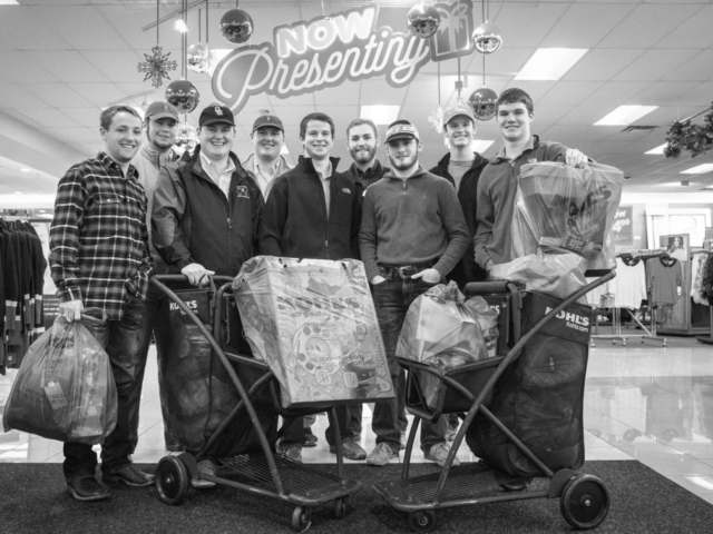 The Oklahoma State University Collegiate Farm Bureau group supported fellow Oklahomans in 2015 by shopping for toys and gift items for children in need through the Salvation Army Angel Tree program and the White Fields Boys Home.