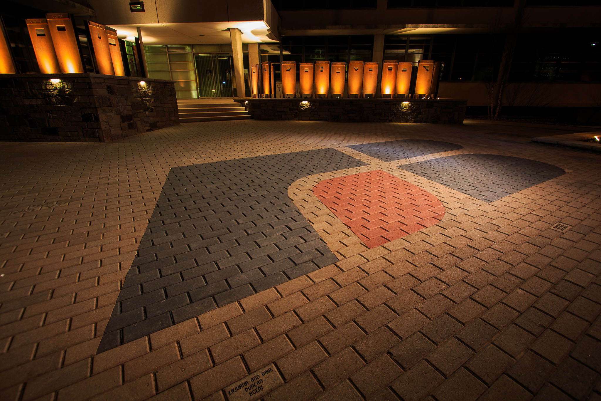 The Farm Bureau logo located in the middle of the OKFB commemorative courtyard
