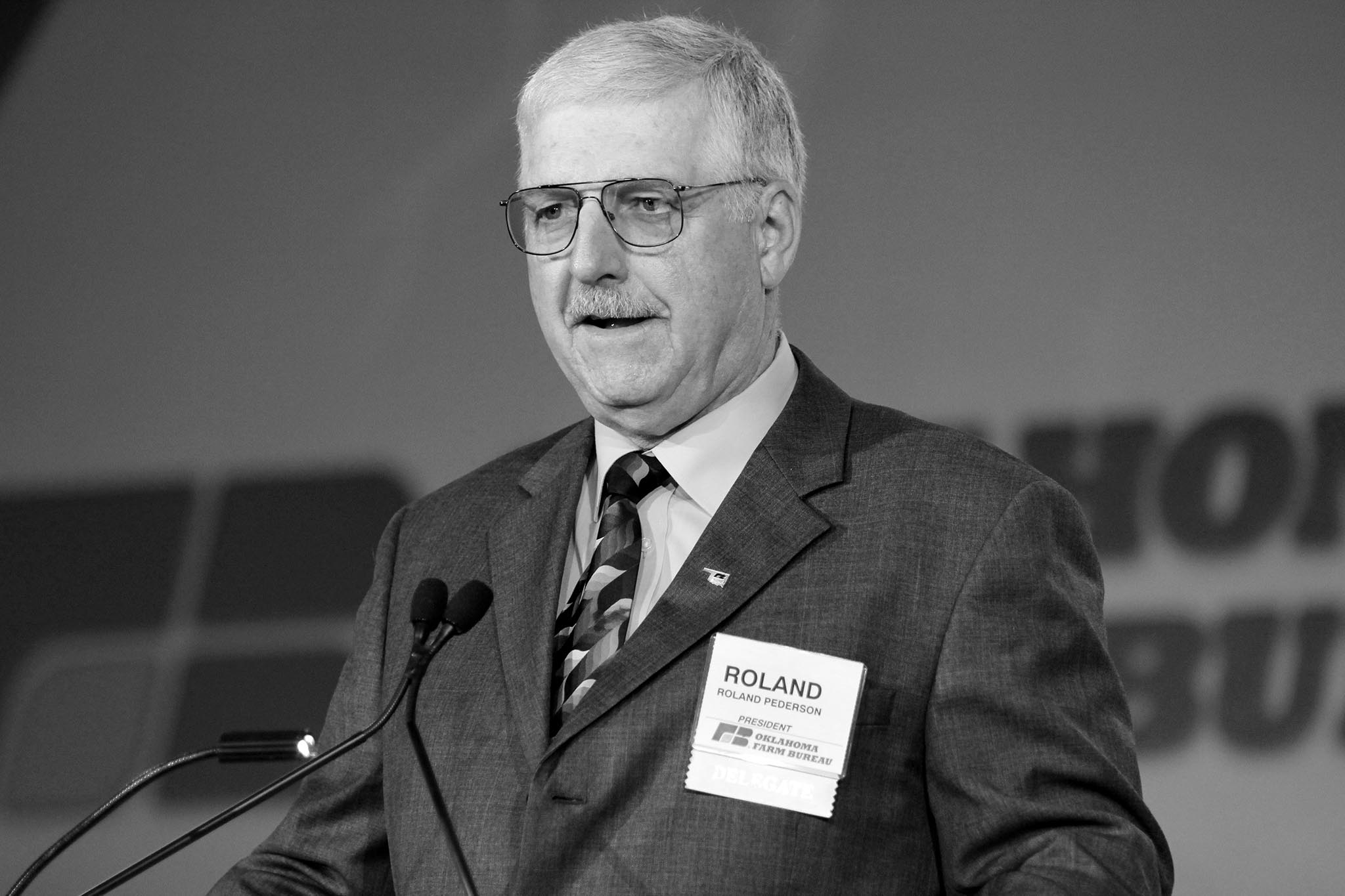 OKFB President Roland Pederson speaks at the 2013 OKFB Convention.
